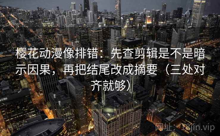 樱花动漫像排错：先查剪辑是不是暗示因果，再把结尾改成摘要（三处对齐就够）